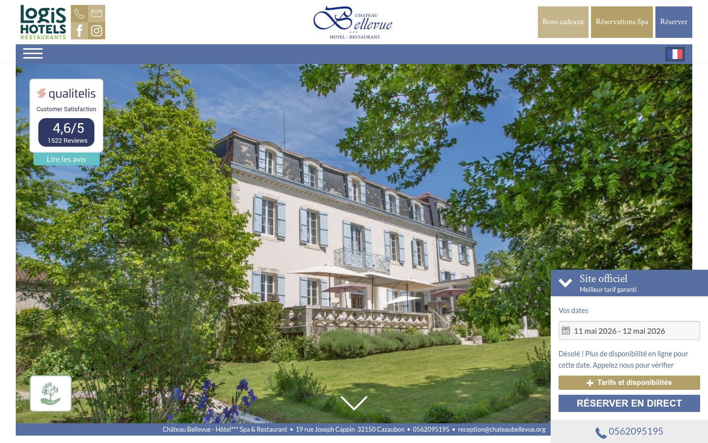 Capture d'ecran d'un site client Otelico