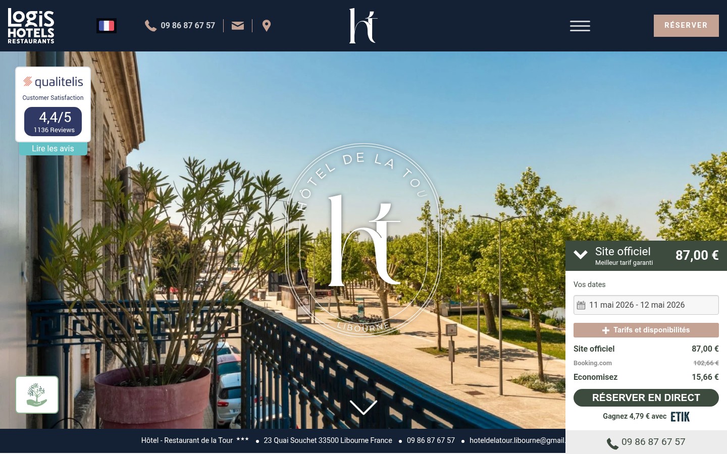 Capture d'ecran d'un site client Otelico