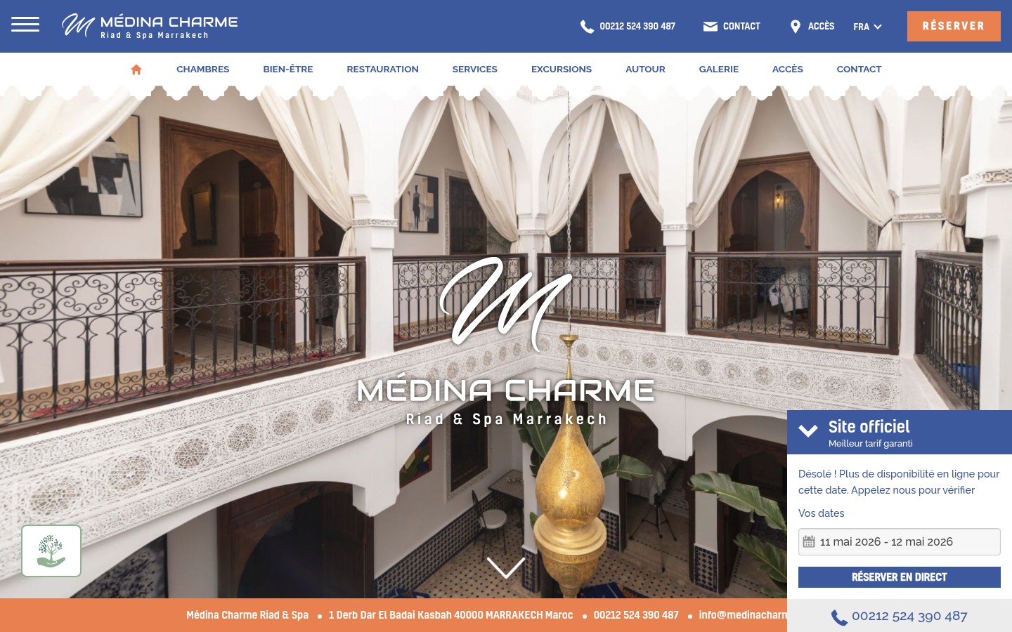 Capture d'ecran d'un site client Otelico